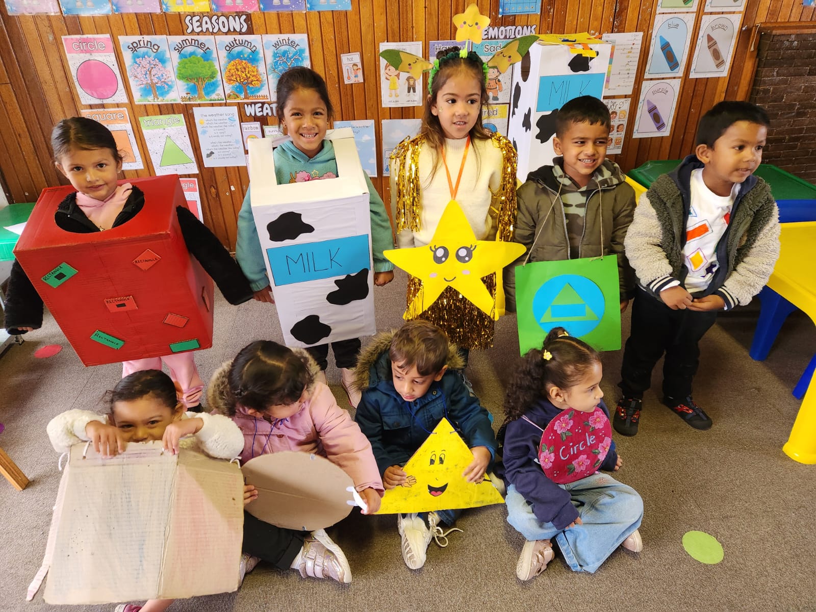 Students expressing happiness and unity